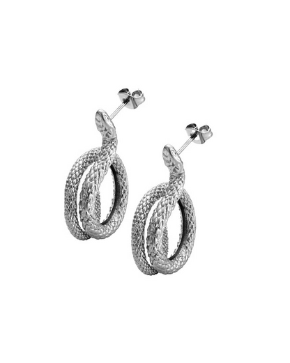 Serpent Coil Stainless Steel Snake Stud Earrings